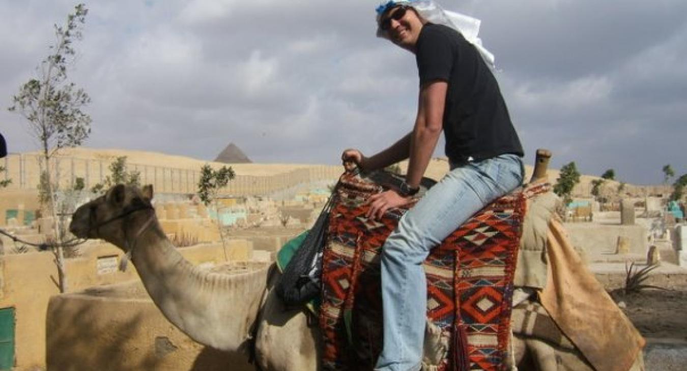 Riding camel in Egypt